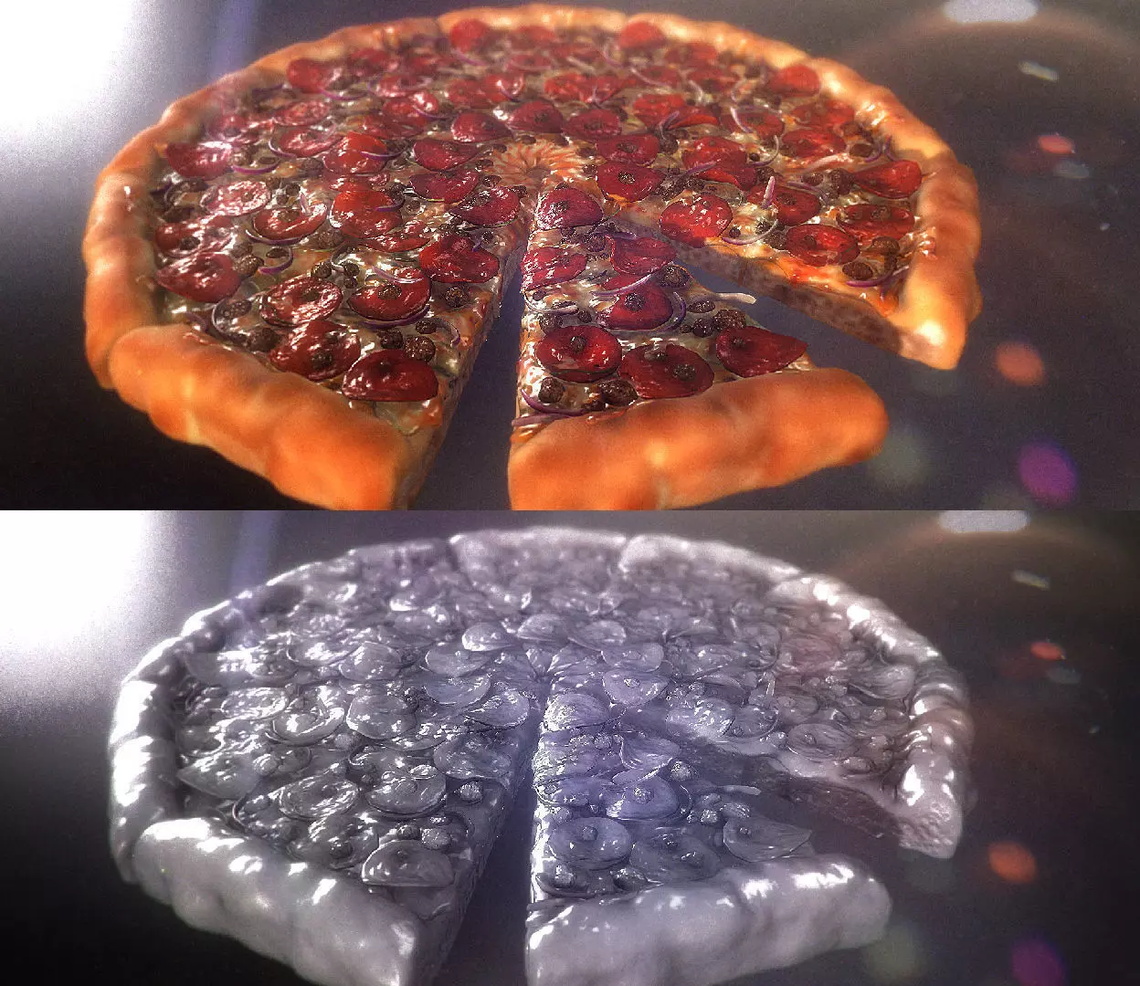 Pizza 3D Realistic slice of in shape of heart 3D print model_0