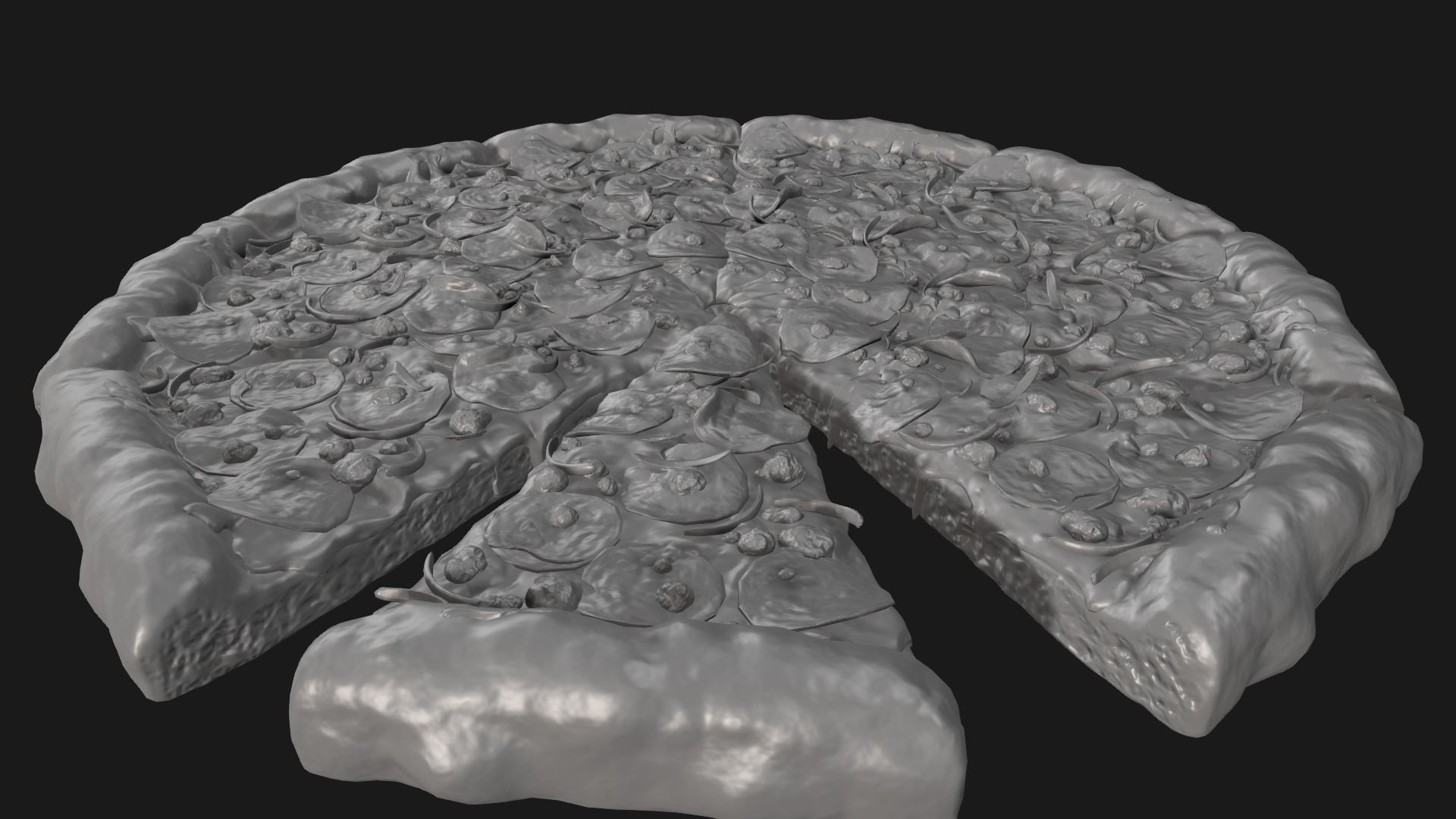 Pizza 3D Realistic slice of in shape of heart 3D print model_5