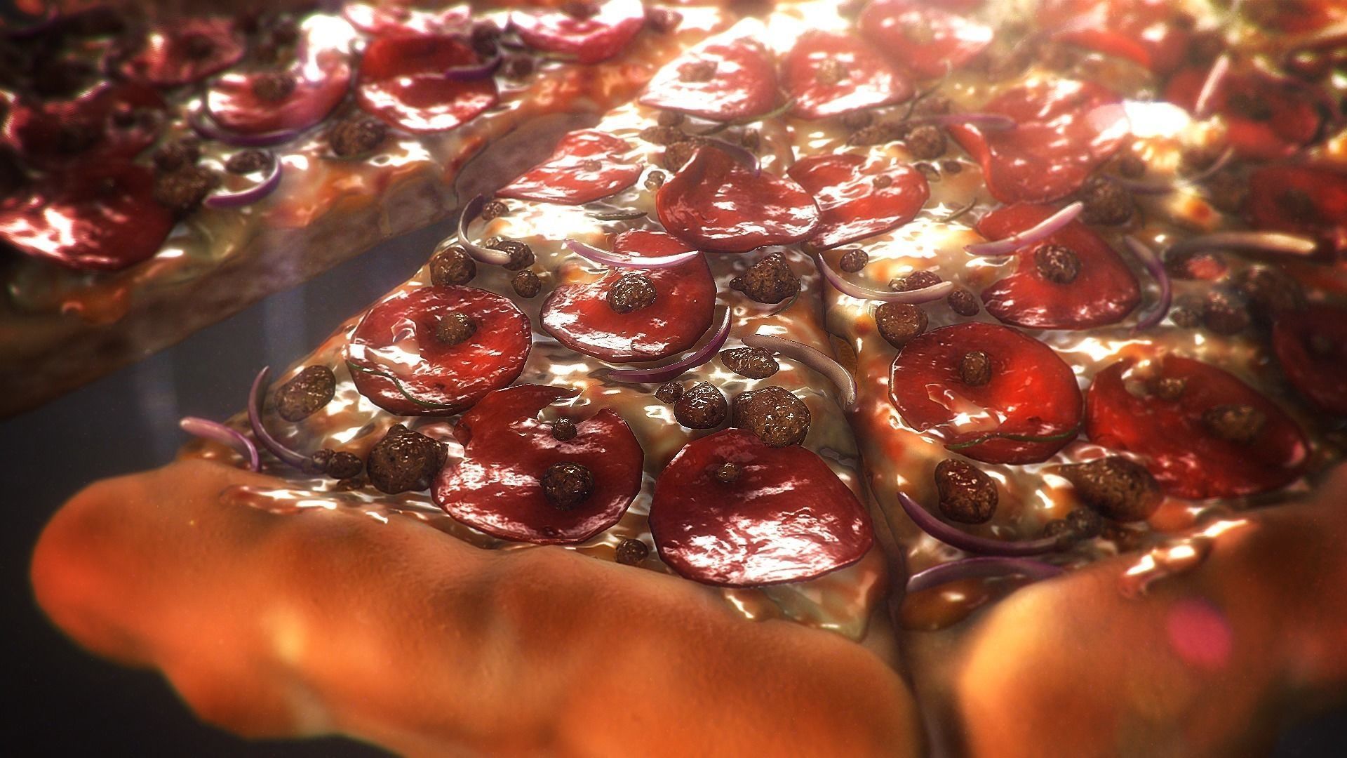 Pizza 3D Realistic slice of in shape of heart 3D print model_3