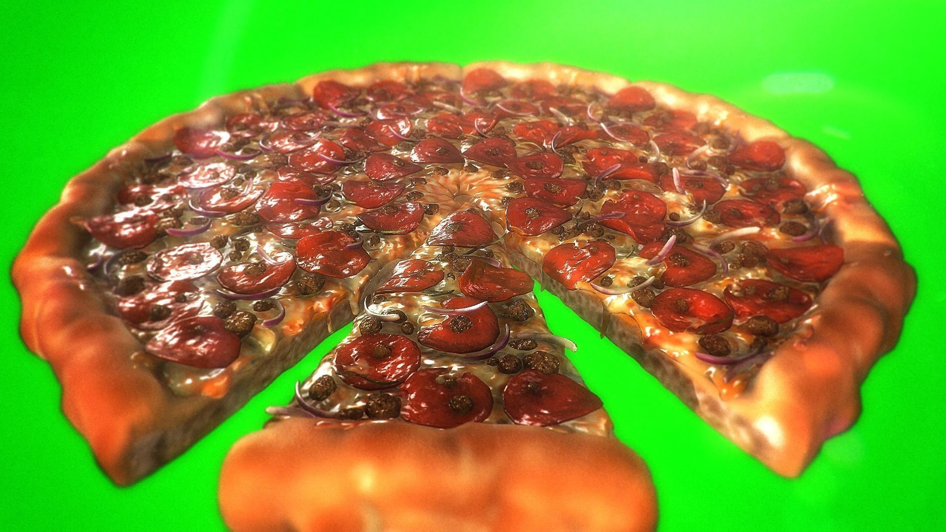 Pizza 3D Realistic slice of in shape of heart 3D print model_6
