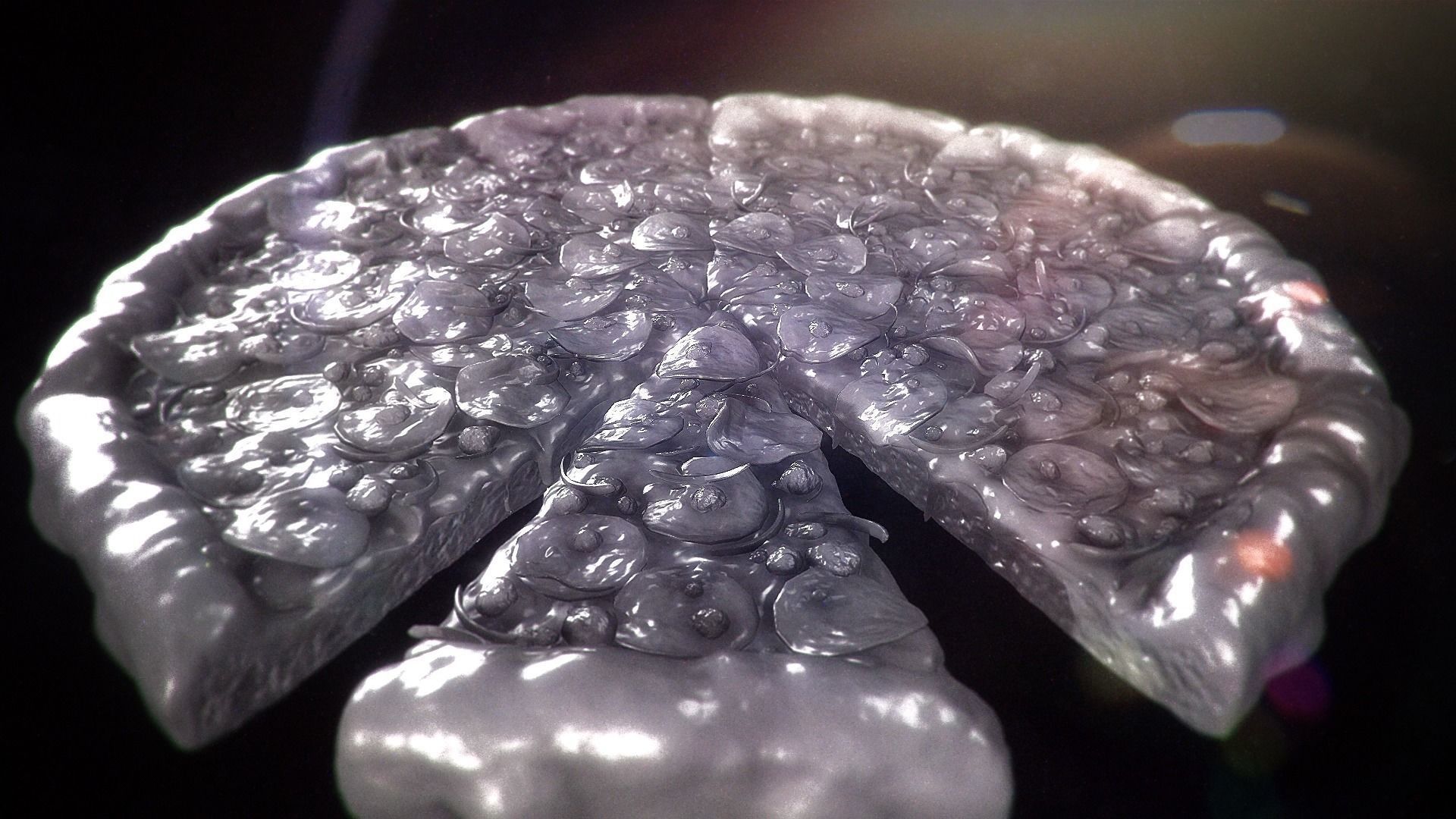 Pizza 3D Realistic slice of in shape of heart 3D print model_7