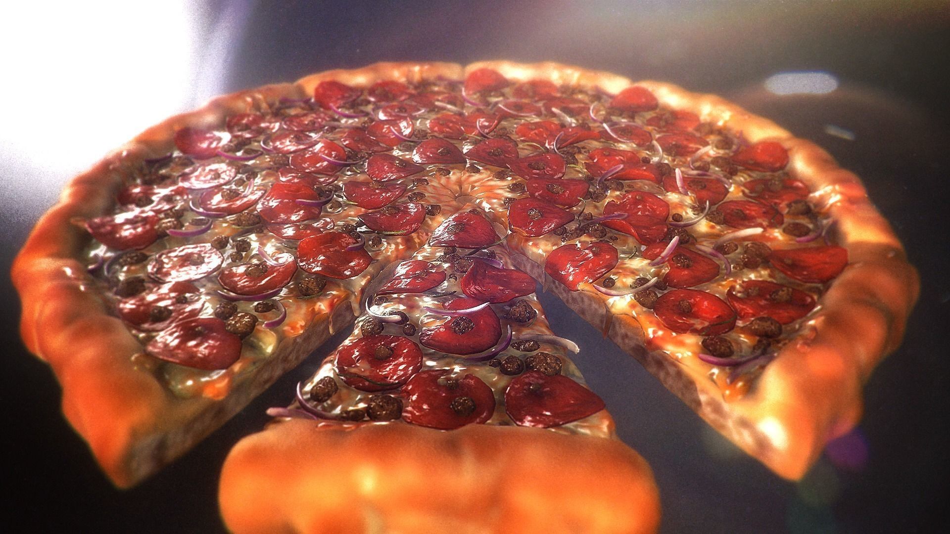 Pizza 3D Realistic slice of in shape of heart 3D print model_8