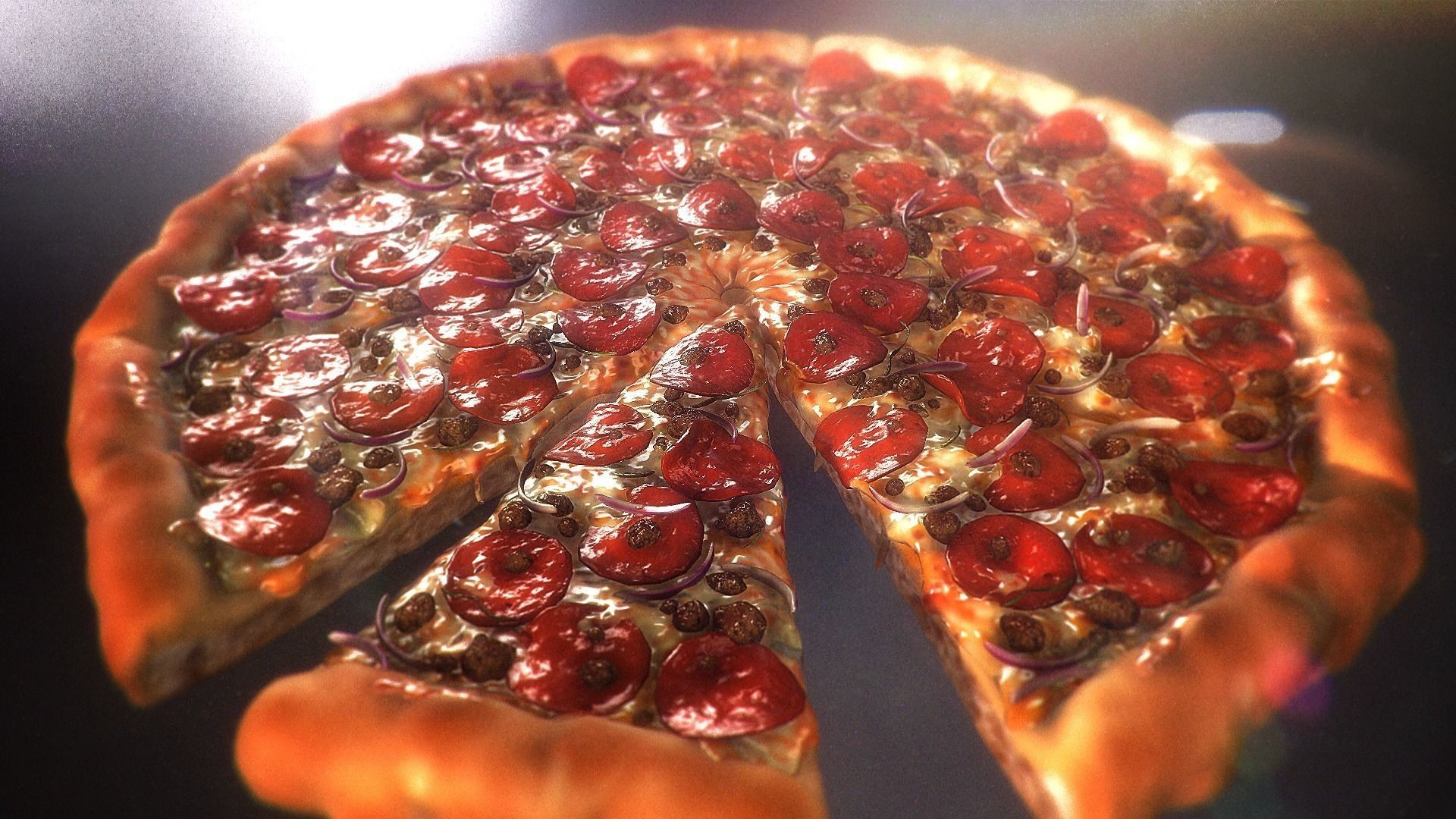 Pizza 3D Realistic slice of in shape of heart 3D print model_9