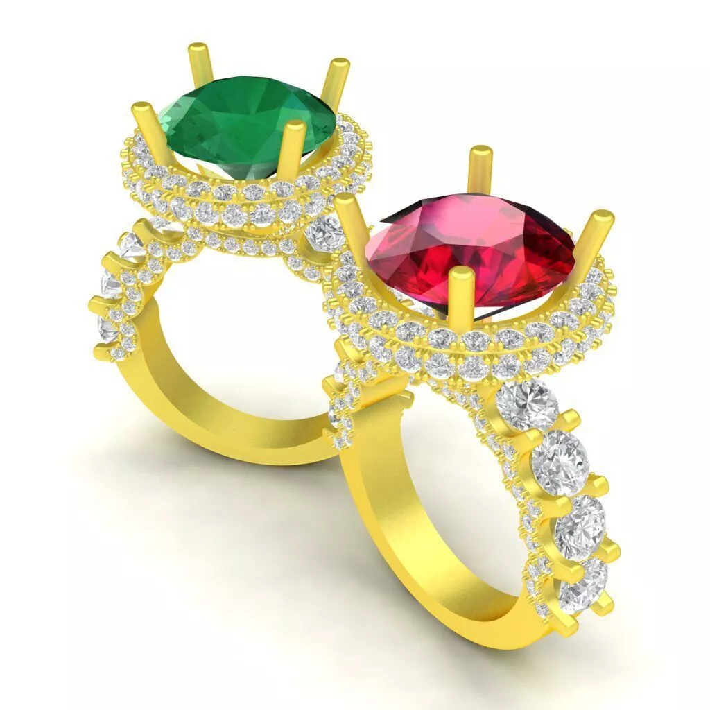 Luxury Pear Emerald Halo Diamond Women Ring 260a 3D print model