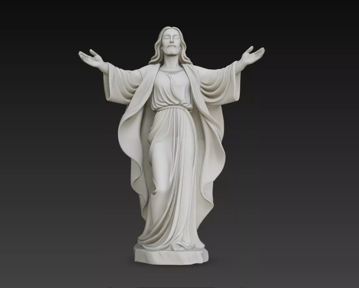 Sacred Christ Open Arms Statue Spiritual Religious Figure 3D print model