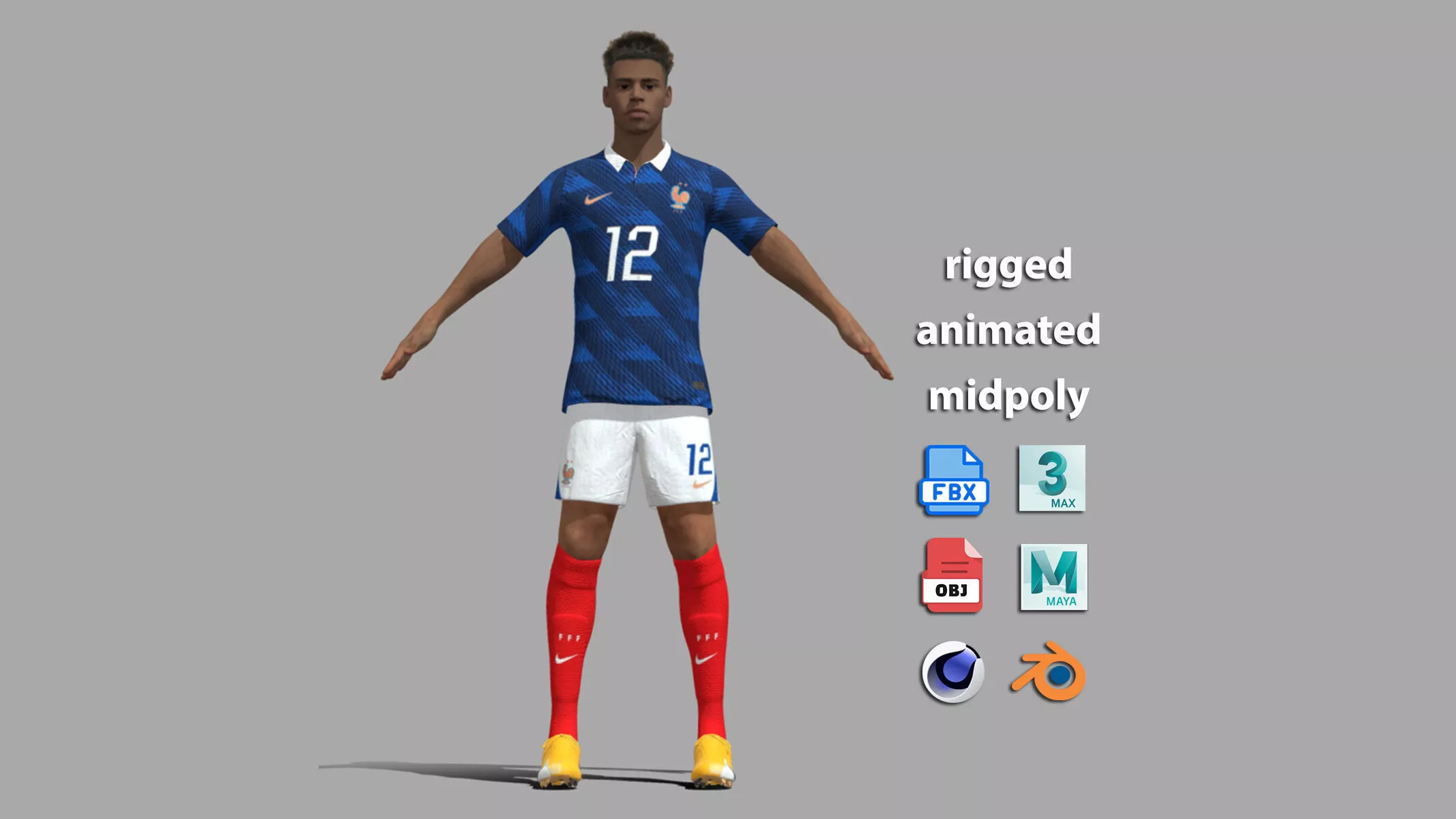A-Pose Rigged Desire Doue France Worldcup 2026 3D model