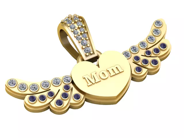 Eternal Angel Mom Heart Pendant 3D print model
