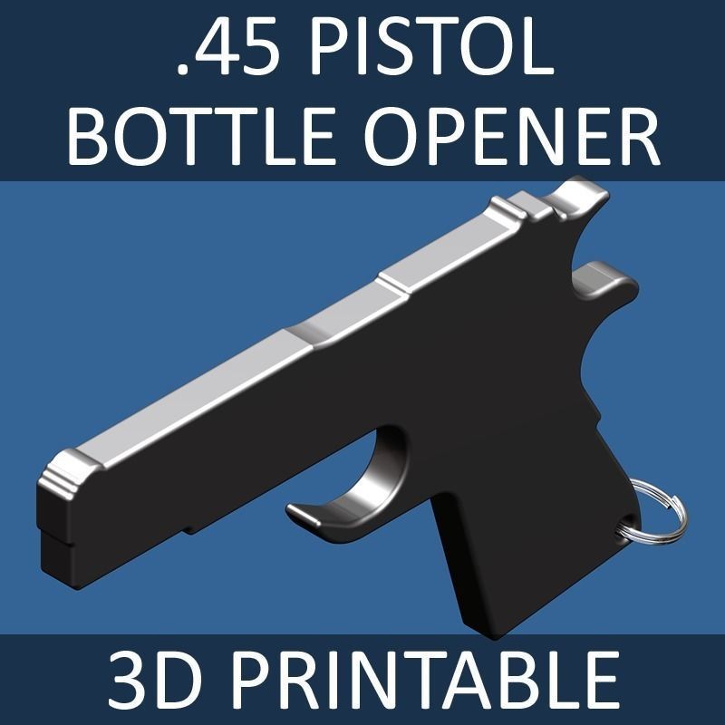 45 Pistol Bottle Opener 3D print model_0