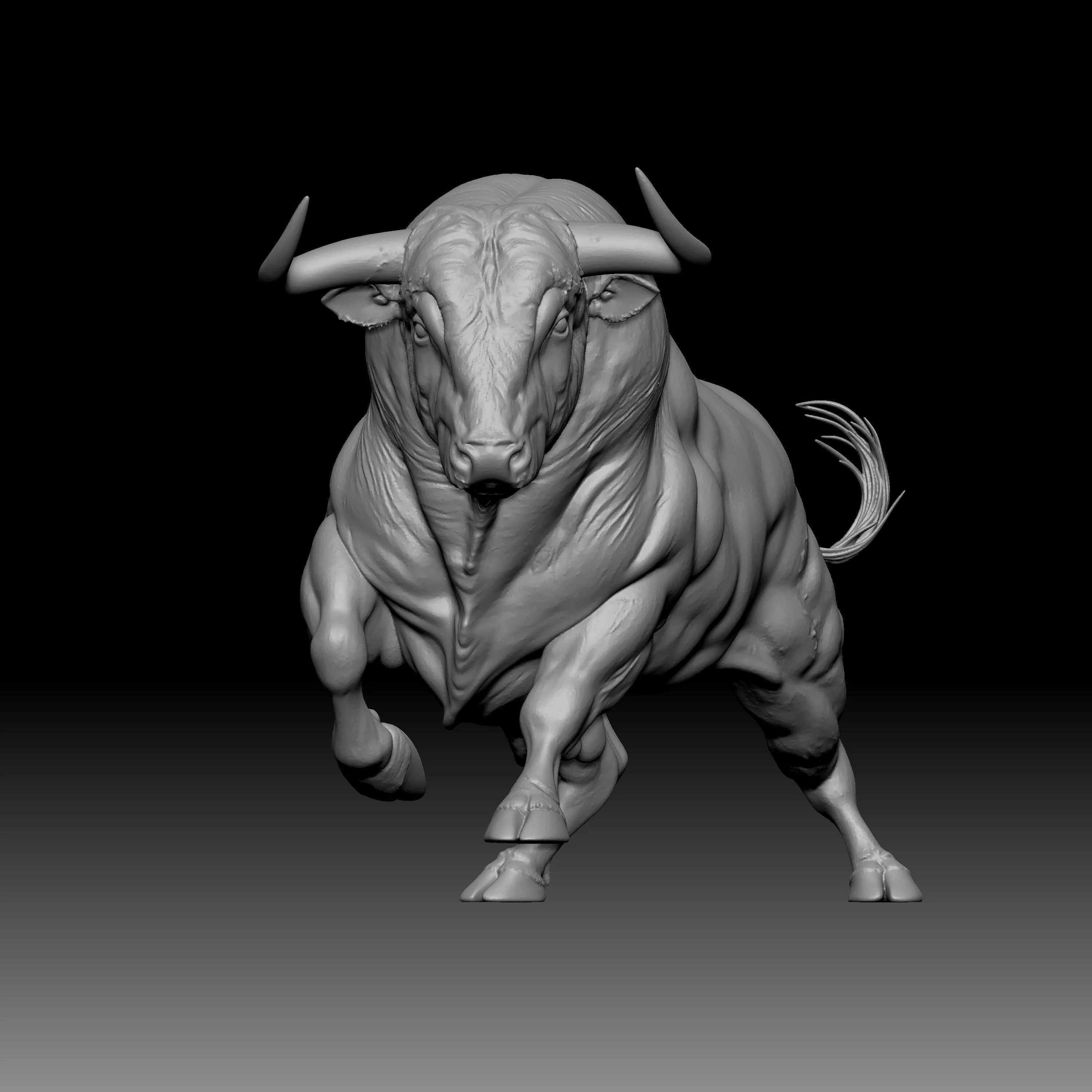 a muscular charging bull 3D print model