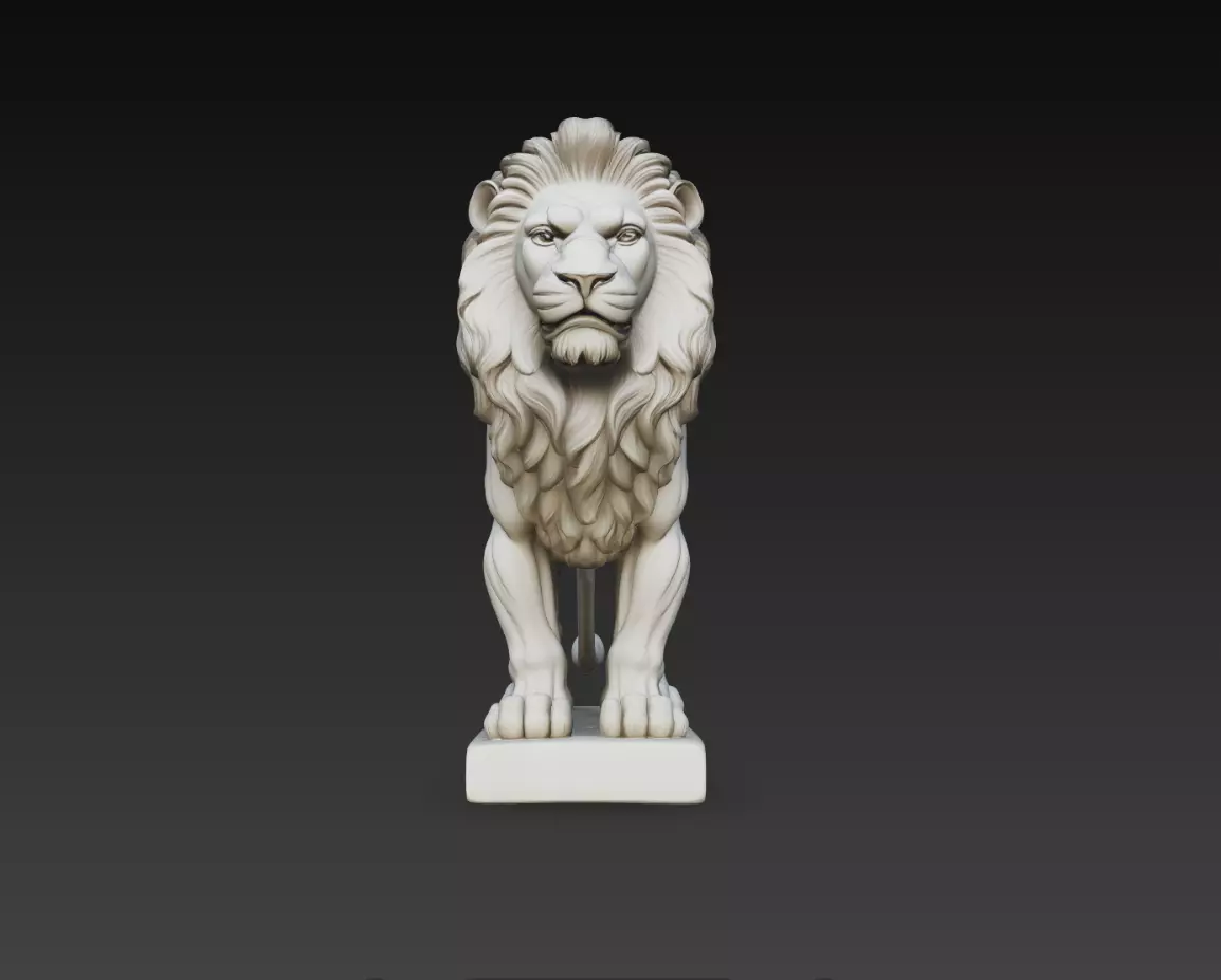 Front Facing Lion Statue Symmetrical Classic Sculpture Model 3D print model