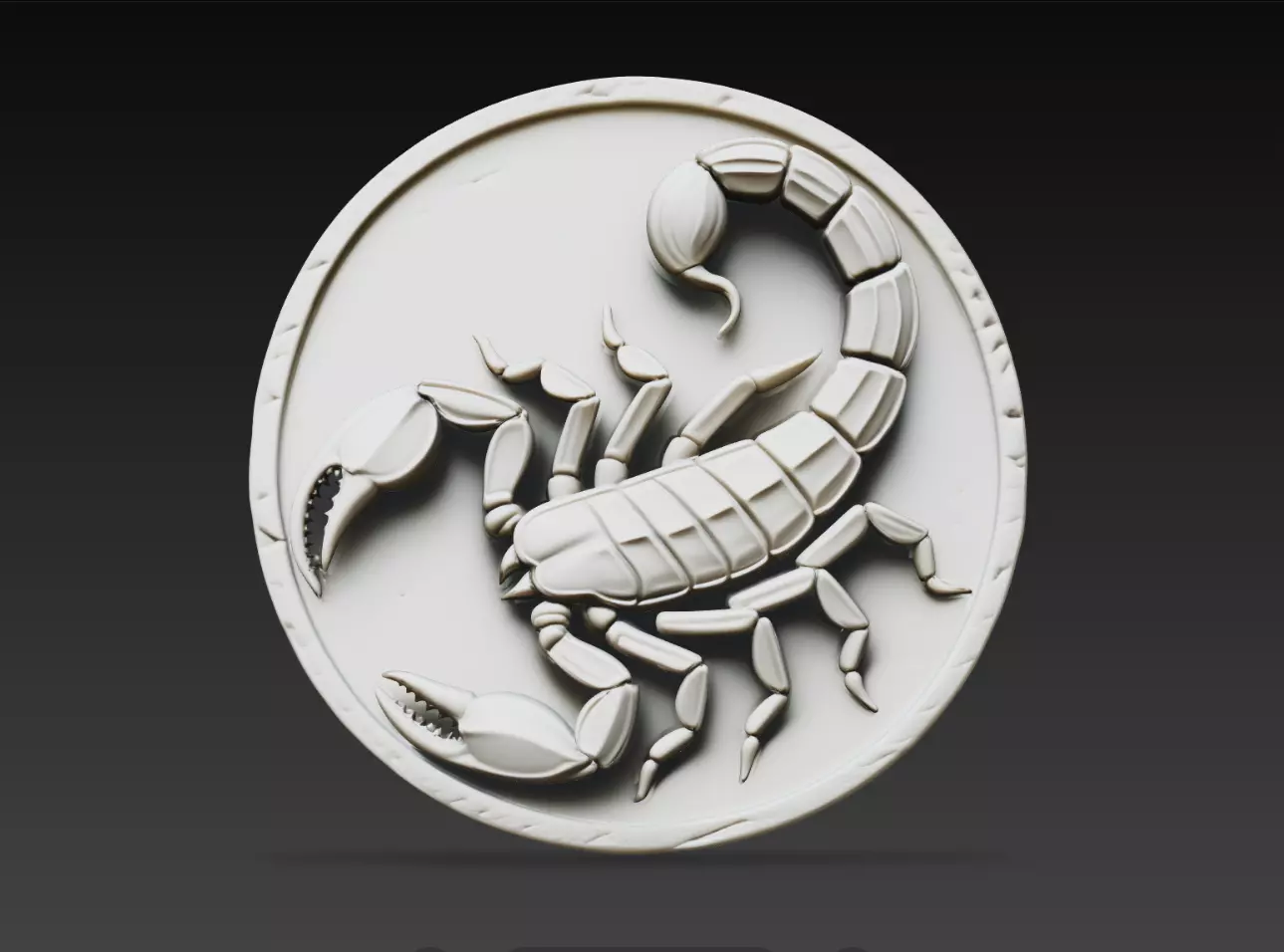 Scorpion Coin Relief Animal Medallion 3D Print STL 3D print model