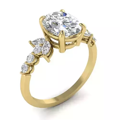 Marquise engagement ring with Matching Band 3D model 3D printable ...