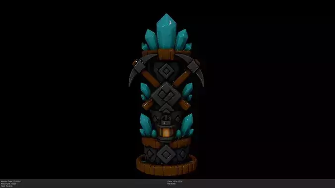 Stylized Dwarven Mining Totem Game Ready - AI