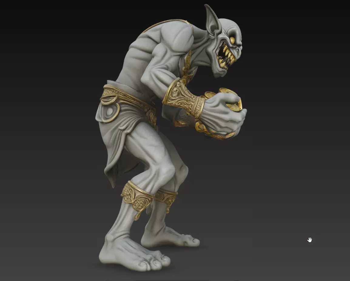 Greed Goblin Gold Hoarder Demon Creature Sculpture STL 3D print model