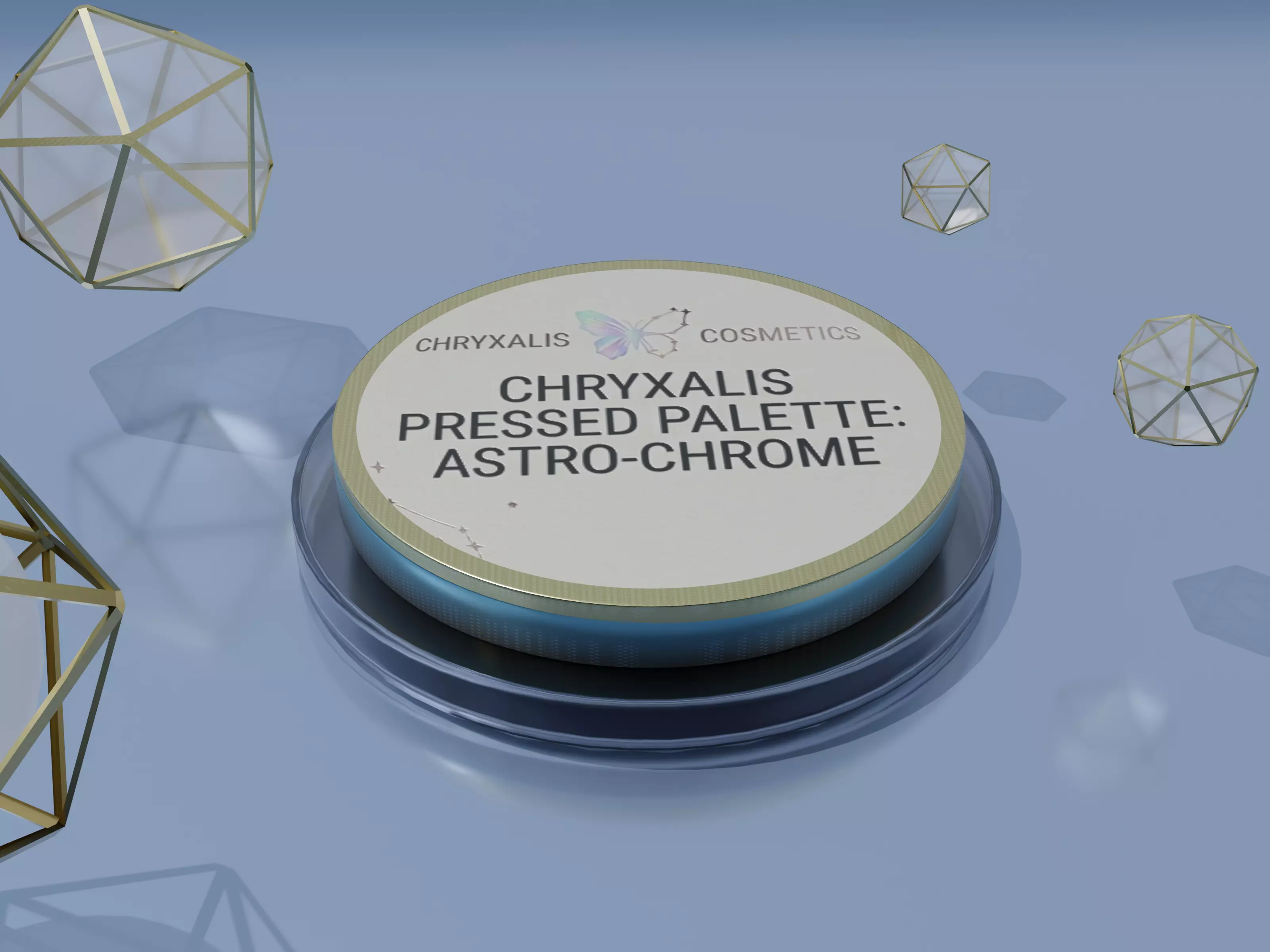 Round Makeup Palette 3D Model - Astro-Chrome PBR Free low-poly 3D model