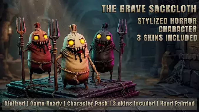 Stylized Horror Character Grave Sackcloth