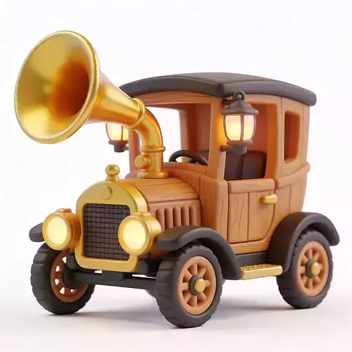 20th Century Stylized Chibi Brass Era Car 3D Model