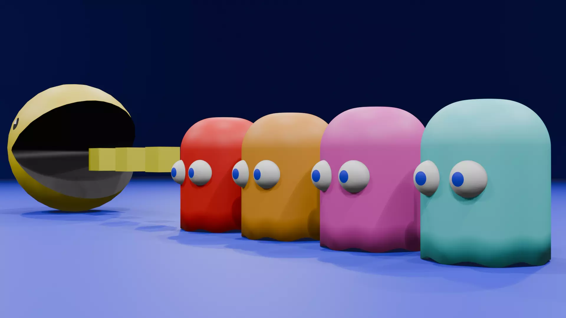 Pacman Chasing The Ghosts 3D model