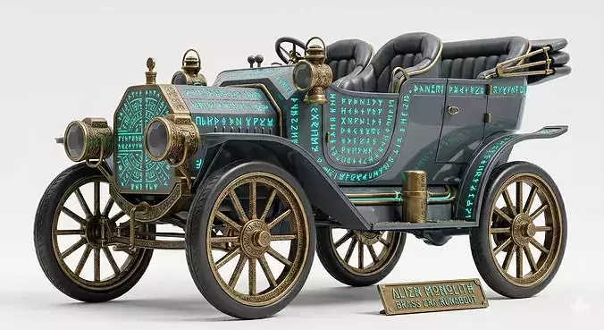 20th Century Alien Monolith Brass Era Car 3d Model