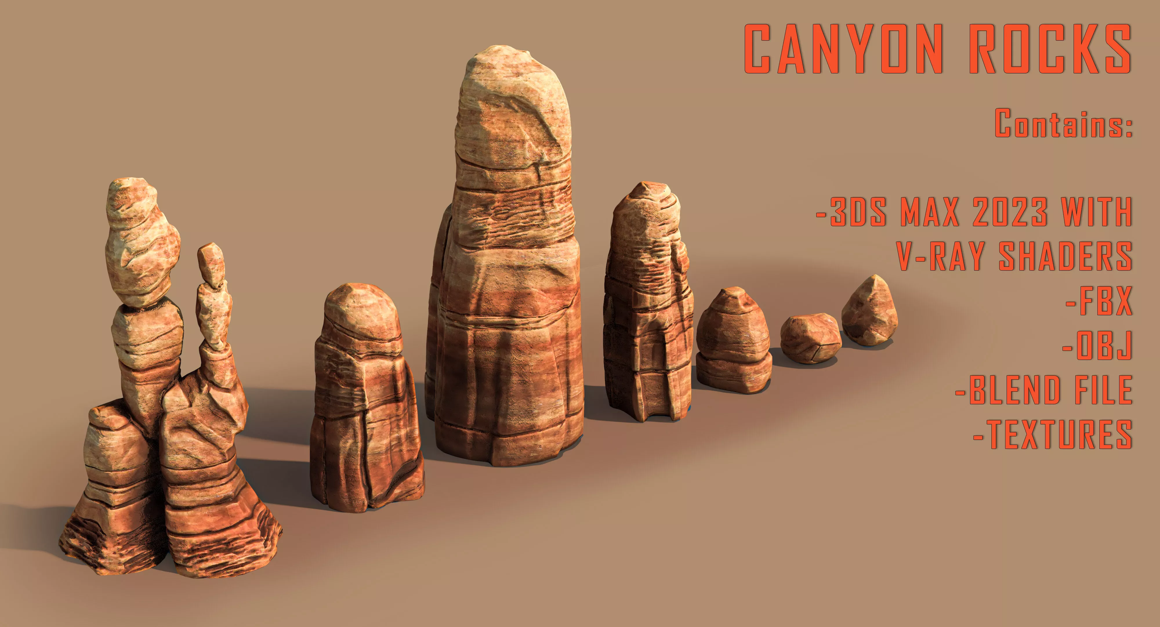 Canyon Rocks Low-poly 3D model