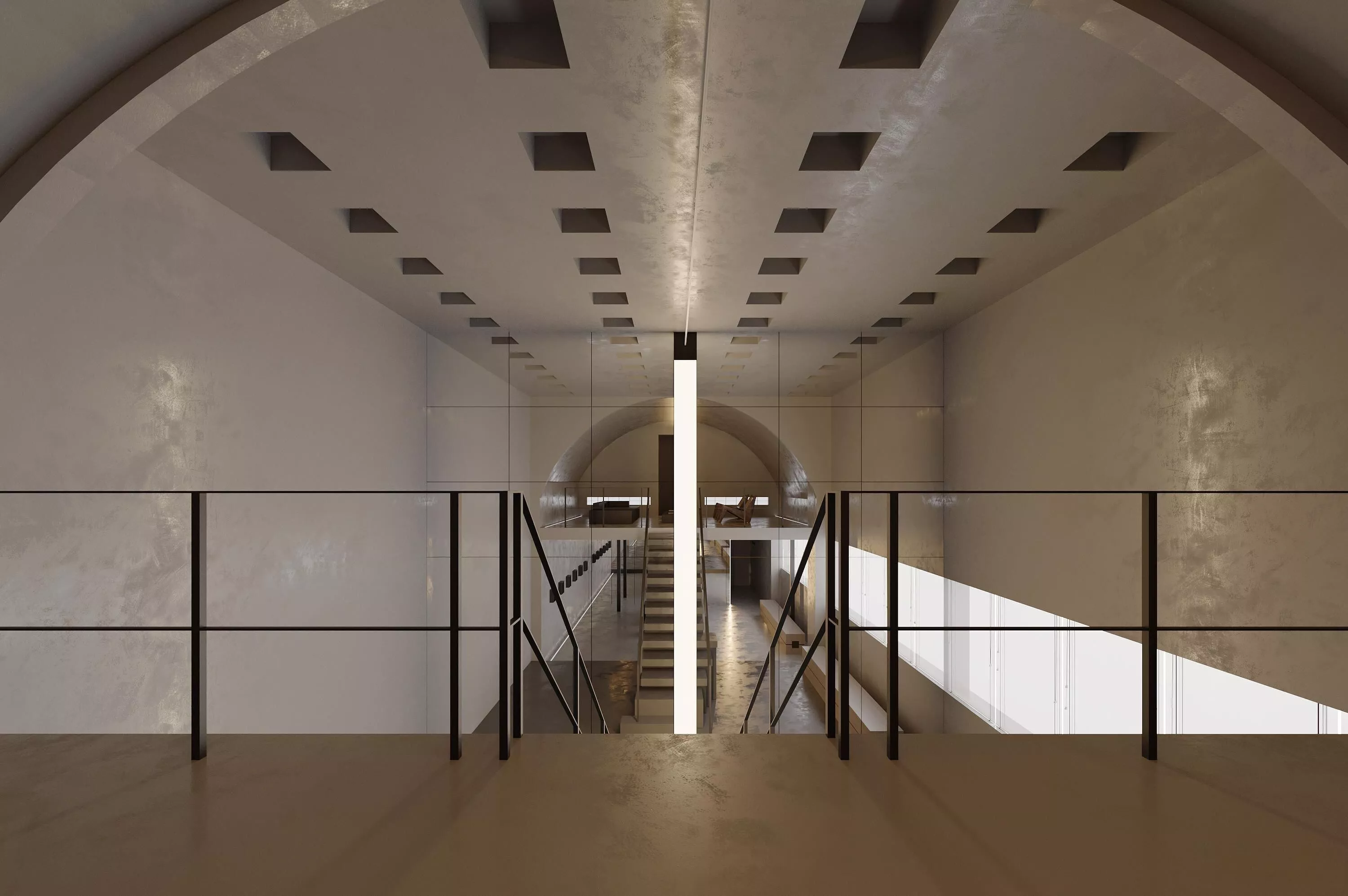 Minimalist monochrome fashion showroom 3D model