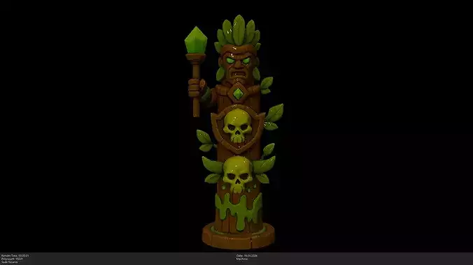 Stylized Jungle Shaman Totem Game Ready - AI