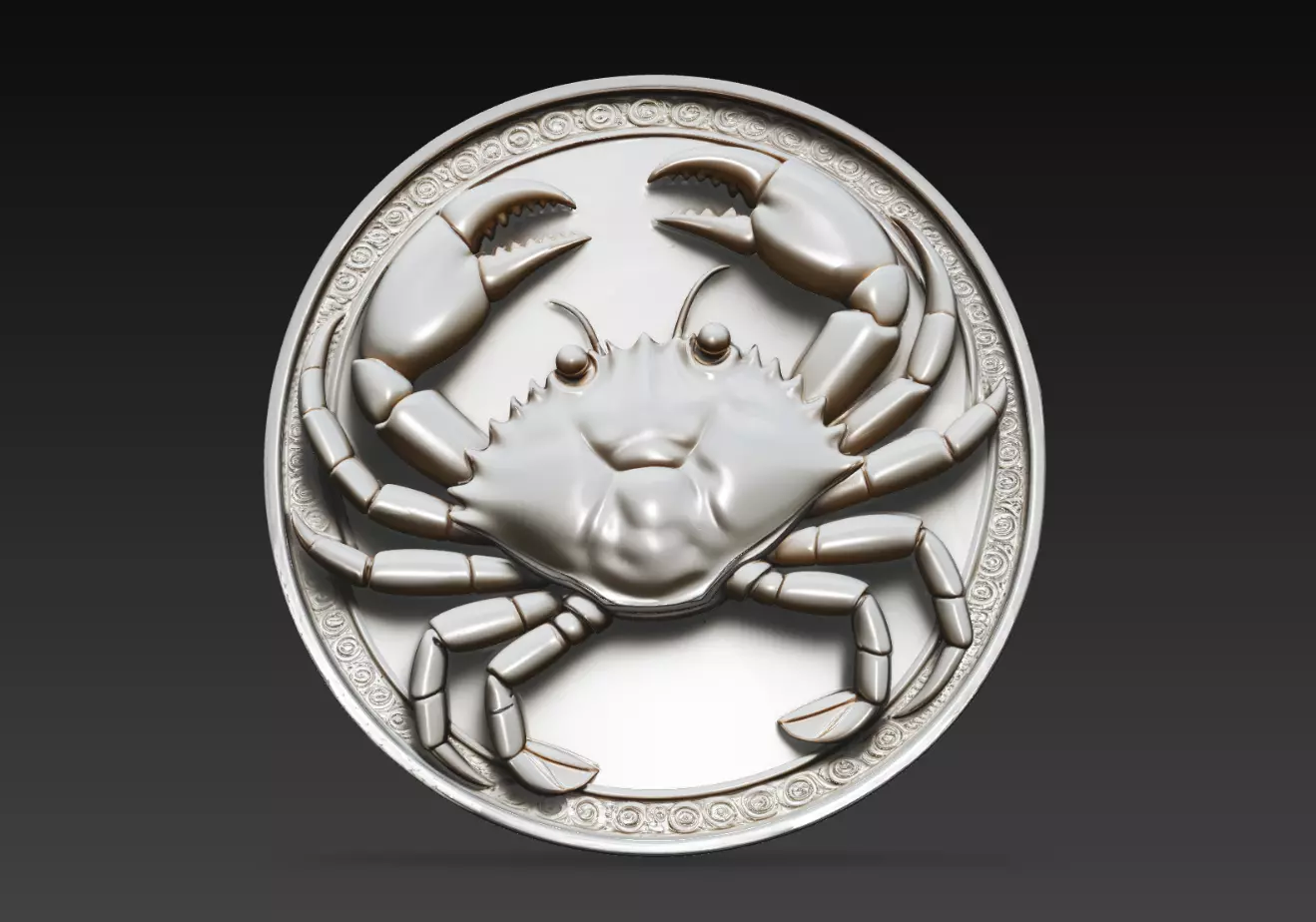 Cancer Crab Relief Coin Zodiac Medallion Astrological STL 3D print model