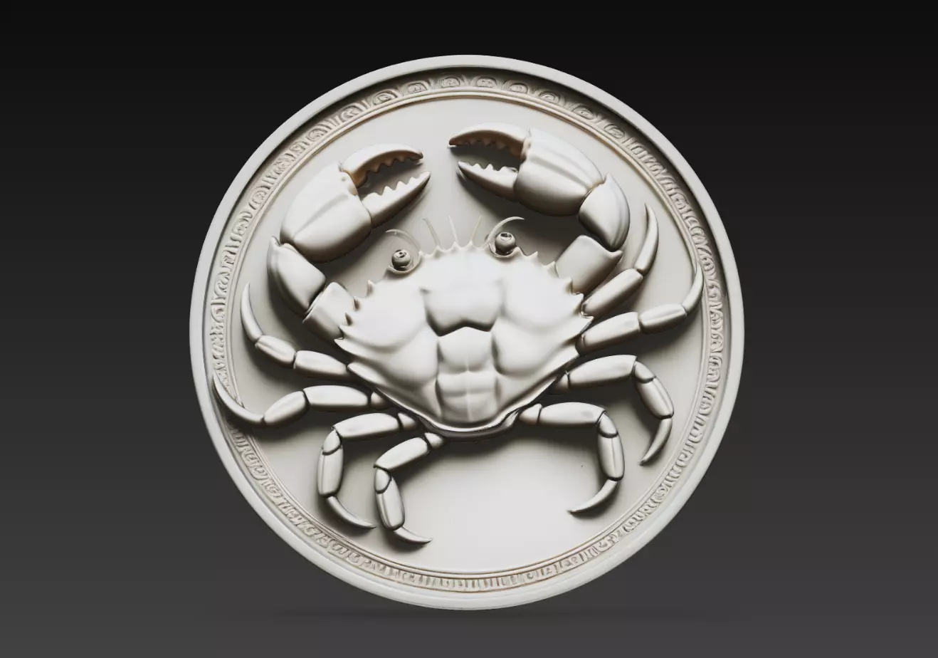 Cancer Zodiac Crab Relief Coin Astrological Medallion STL 3D print model