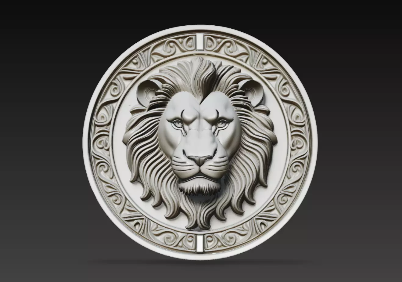Leo Zodiac Lion Head Coin Relief Astrology Medallion STL 3D print model
