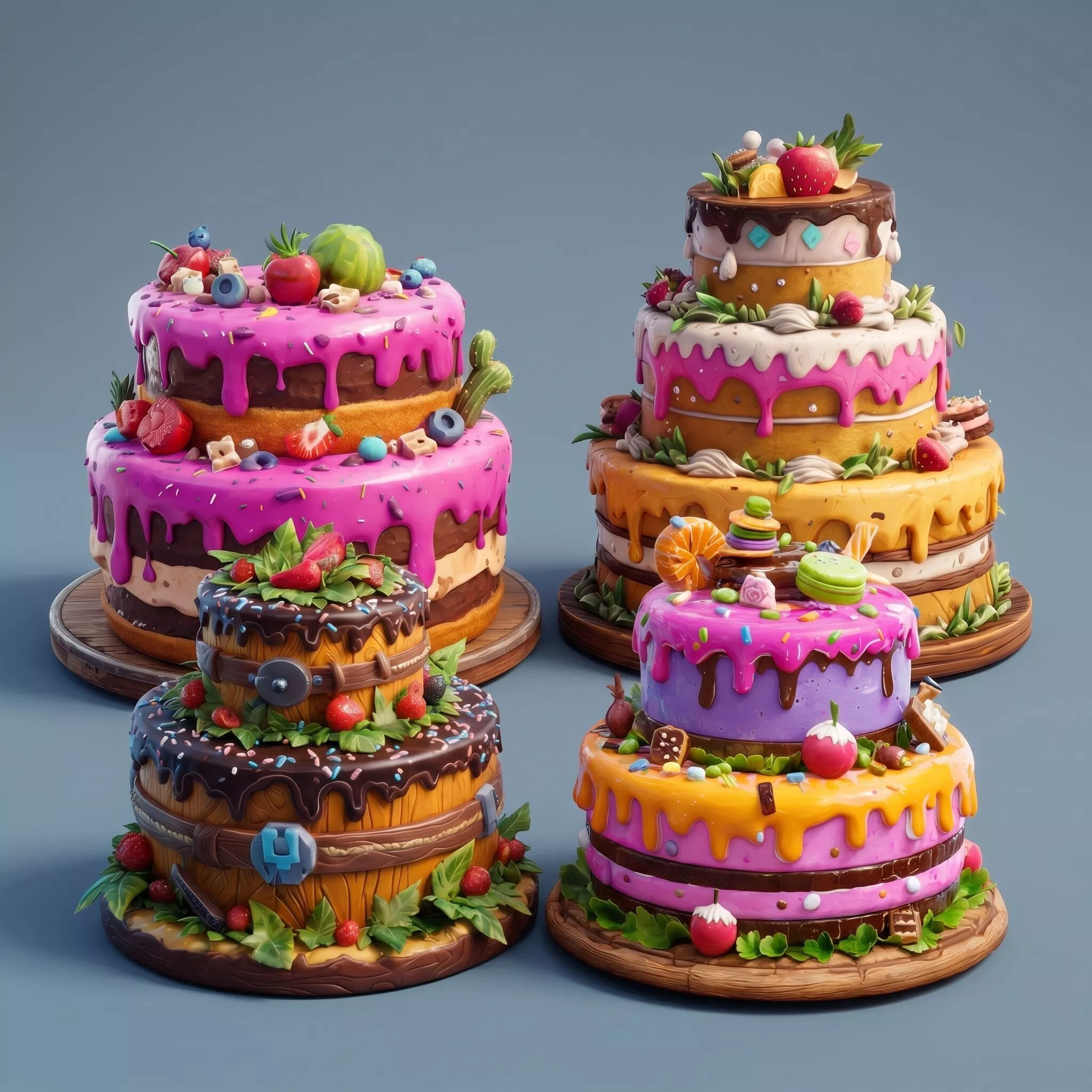 FREE Stylized Cakes Pack Free low-poly 3D model