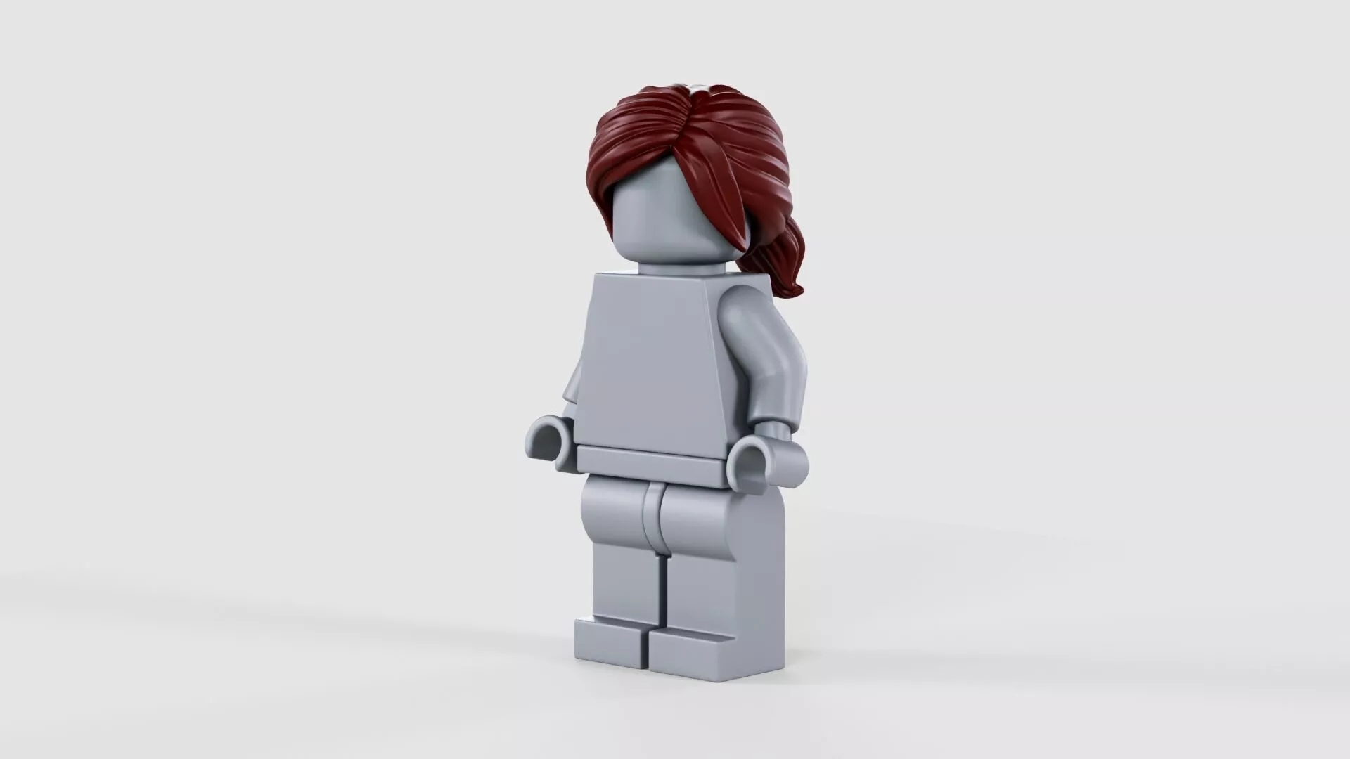 Lego Minifigure Brown Ponytail Hair 3D model