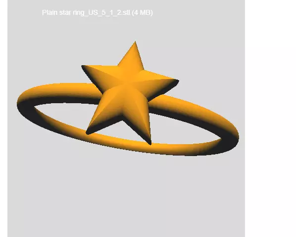Plain Gold Star Ring 3D print model