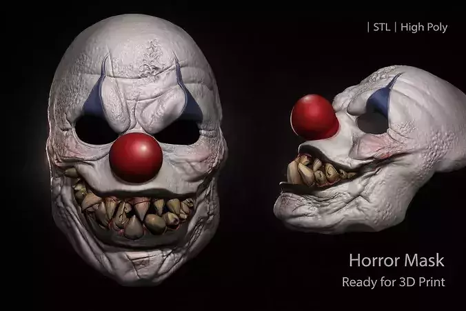 Rotten Teeth Clown Mask  Horror STL Creepy Cosplay Mask