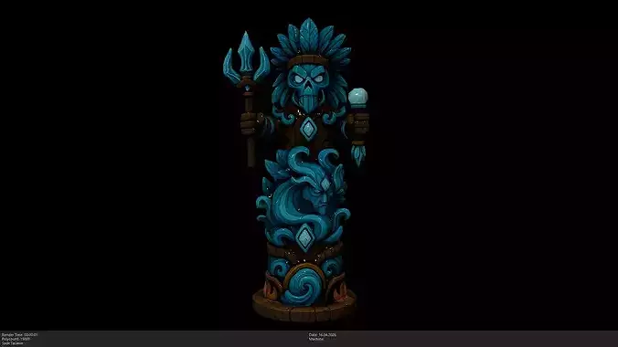 Stylized Frost Tide Shaman Totem Game Ready - AI
