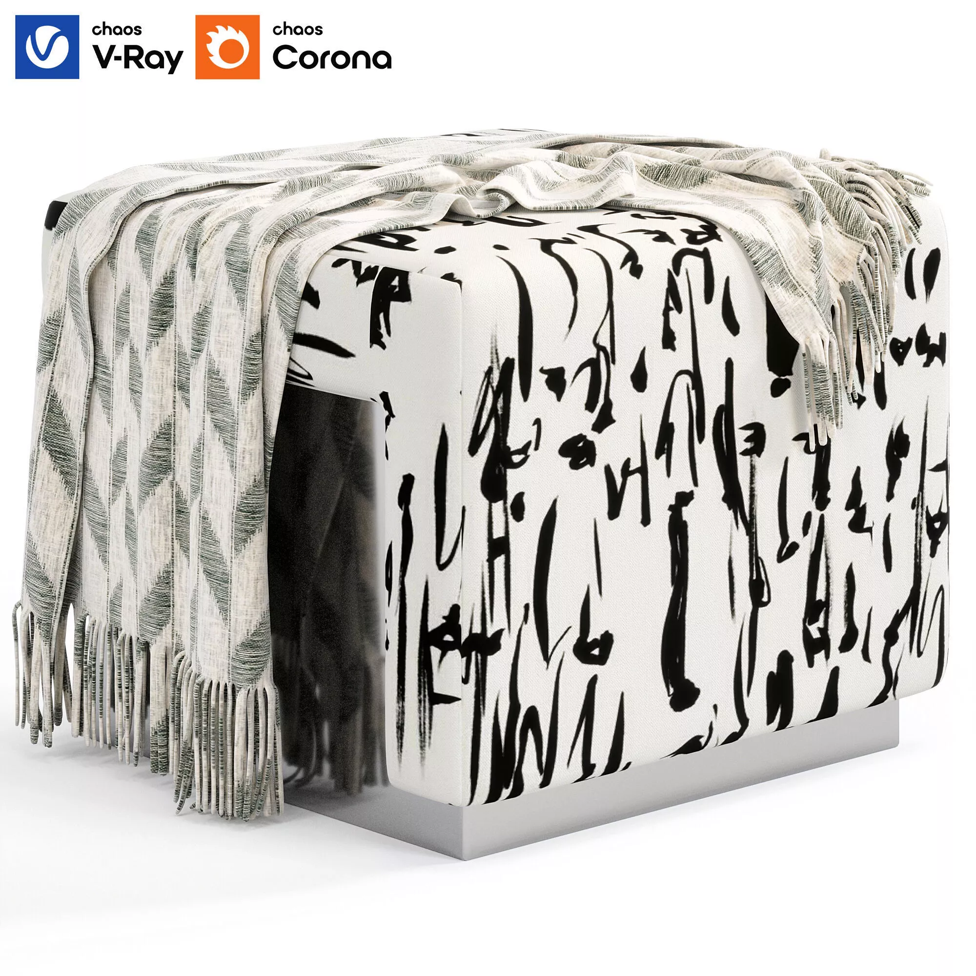 Chrom Liki Pouf By Buro Art Low-poly 3D model