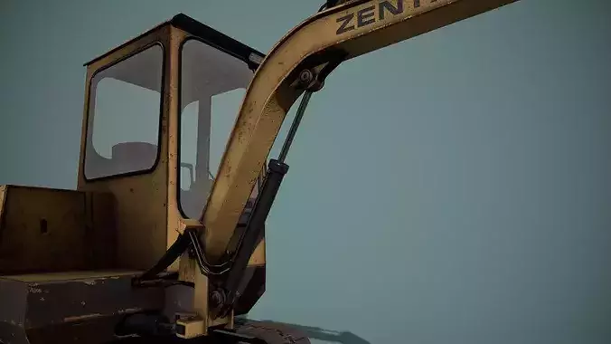 Mini Excavator Low-poly 3D model 5
