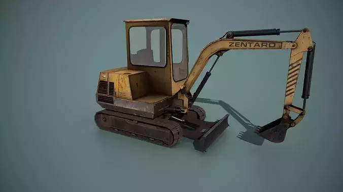 Mini Excavator Low-poly 3D model 2