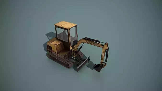 Mini Excavator Low-poly 3D model 3