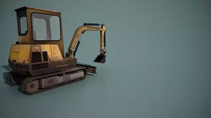 Mini Excavator Low-poly 3D model 7