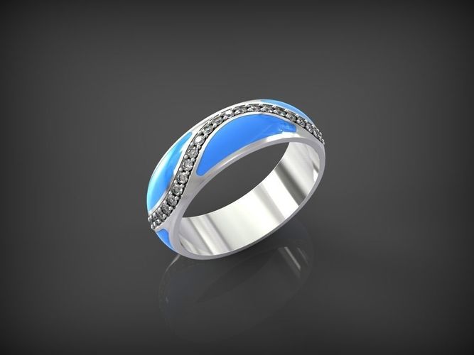 Ring with gems and Enamel STL 3D print model