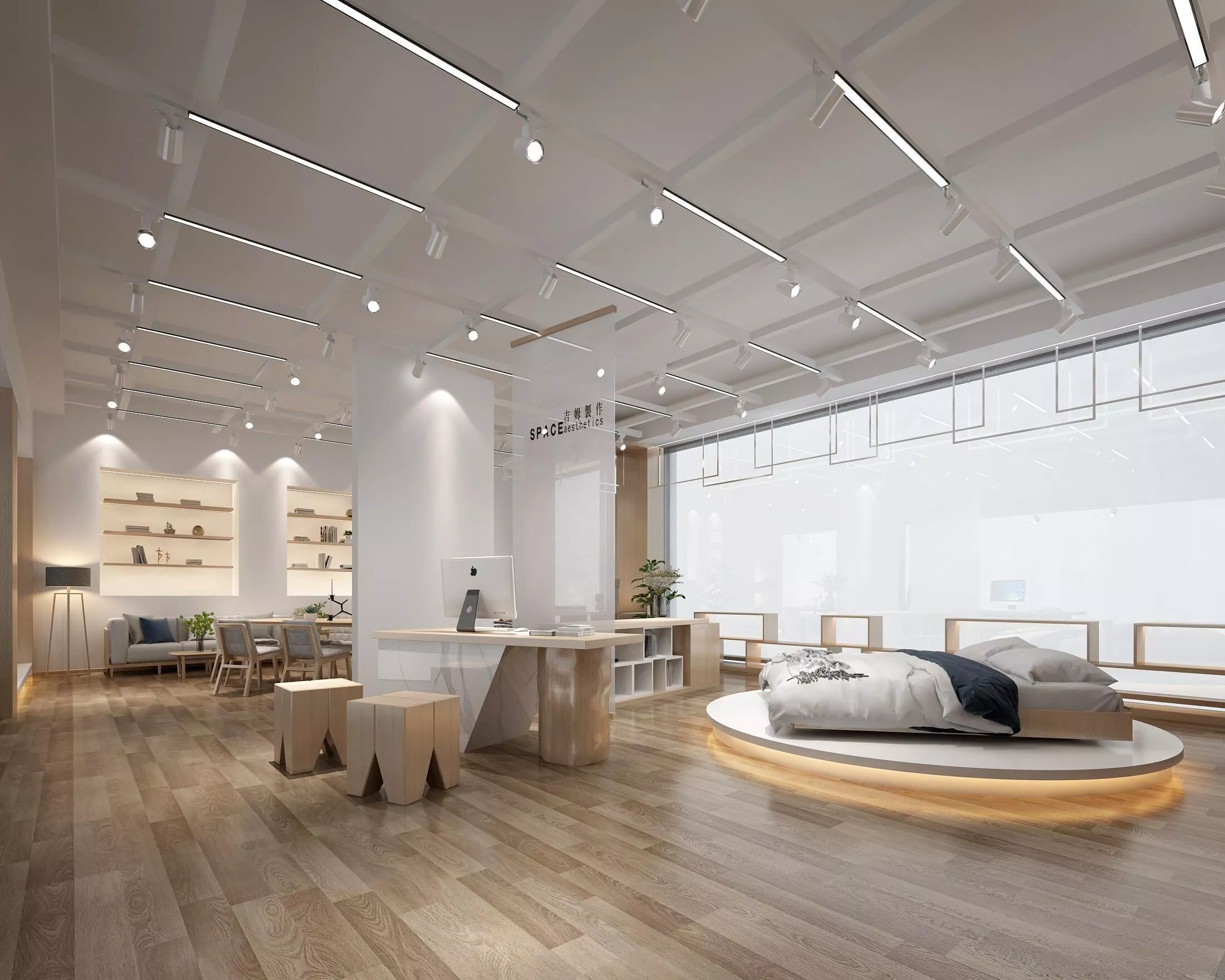 Modern minimalist home furnishing showroom interior 3D model
