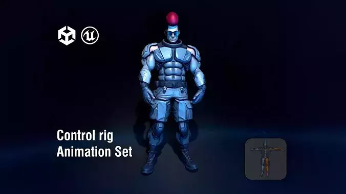 Cybernetic Male Character with Futuristic Armor