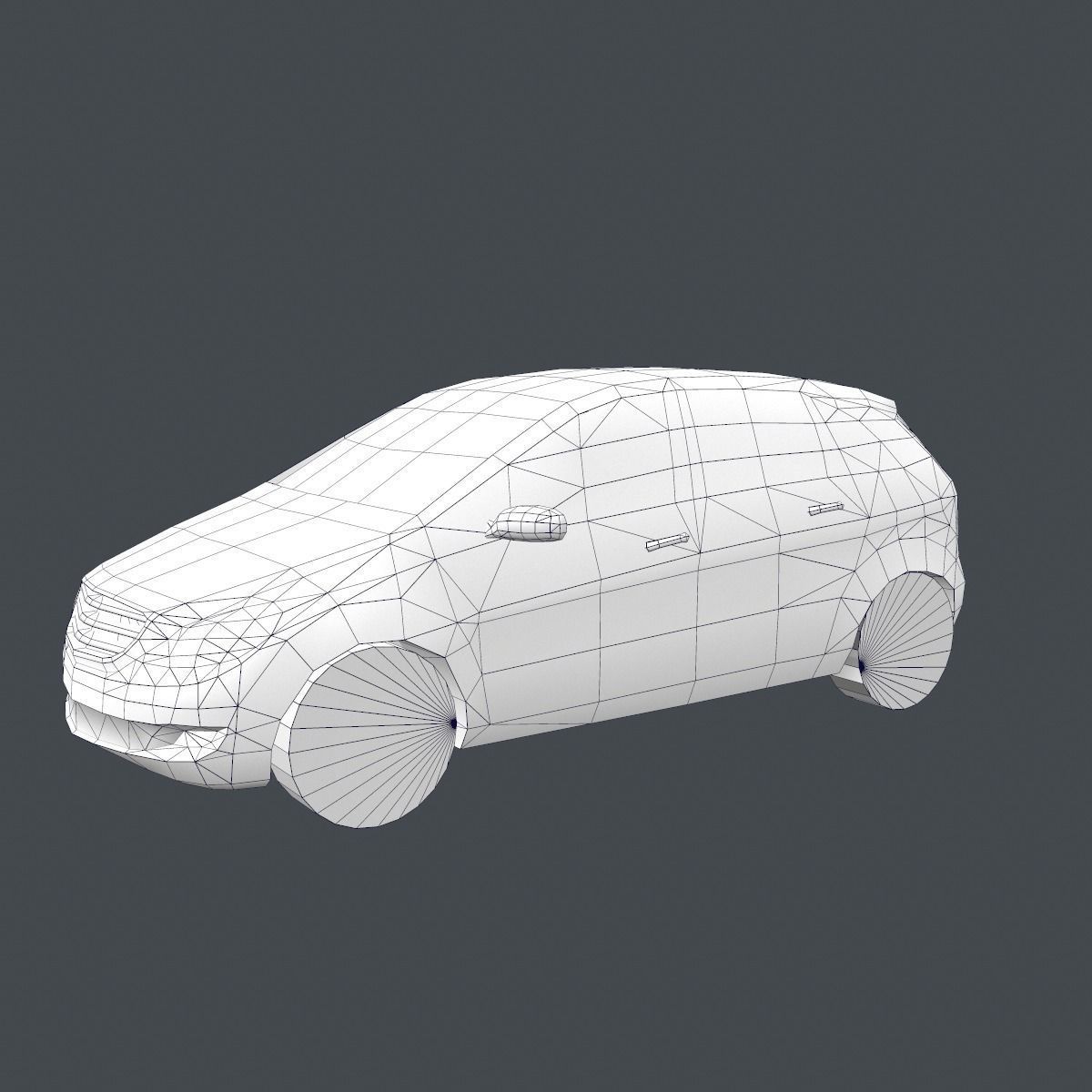 Low Poly Champagne Car Low-poly 3D model_8