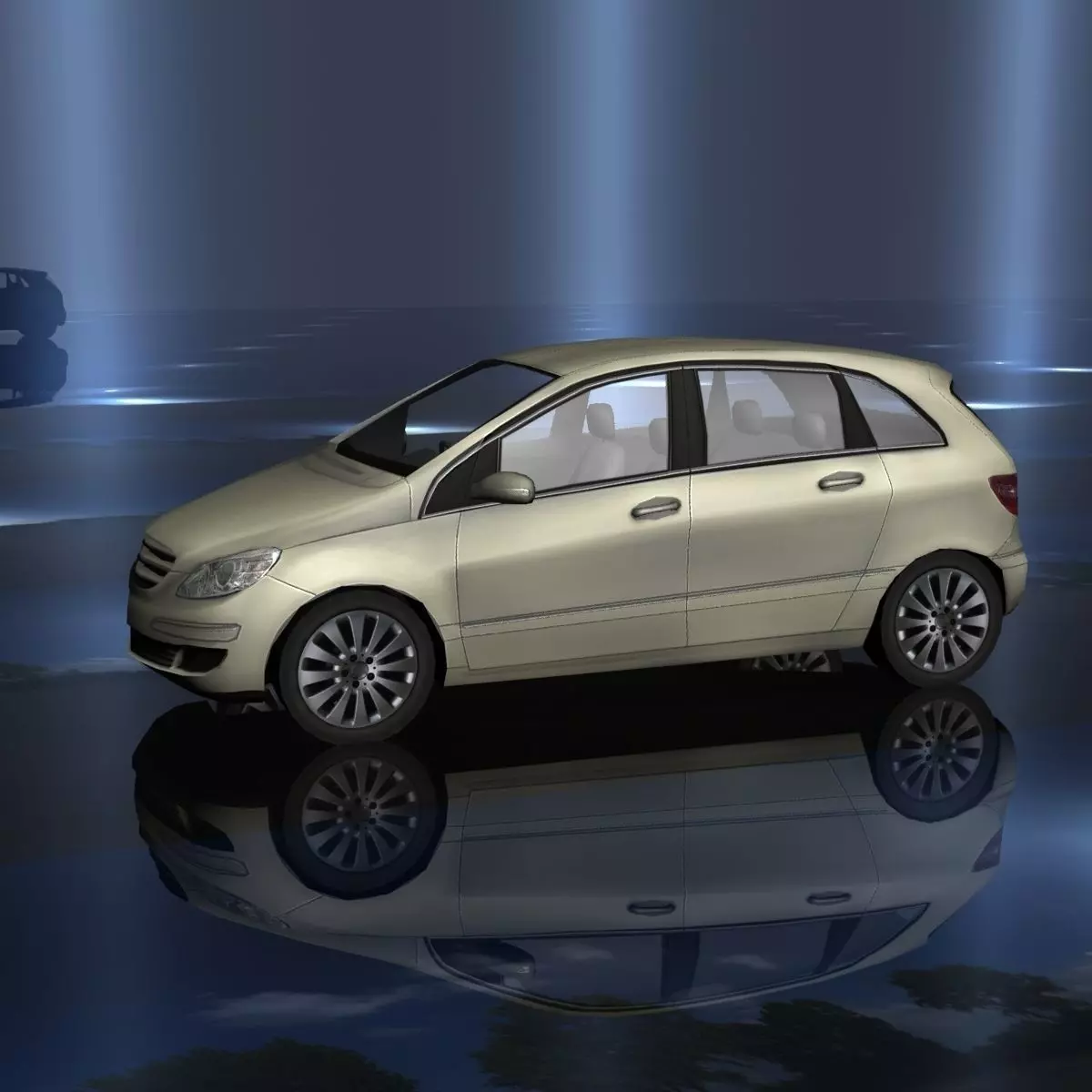 Low Poly Champagne Car Low-poly 3D model_0