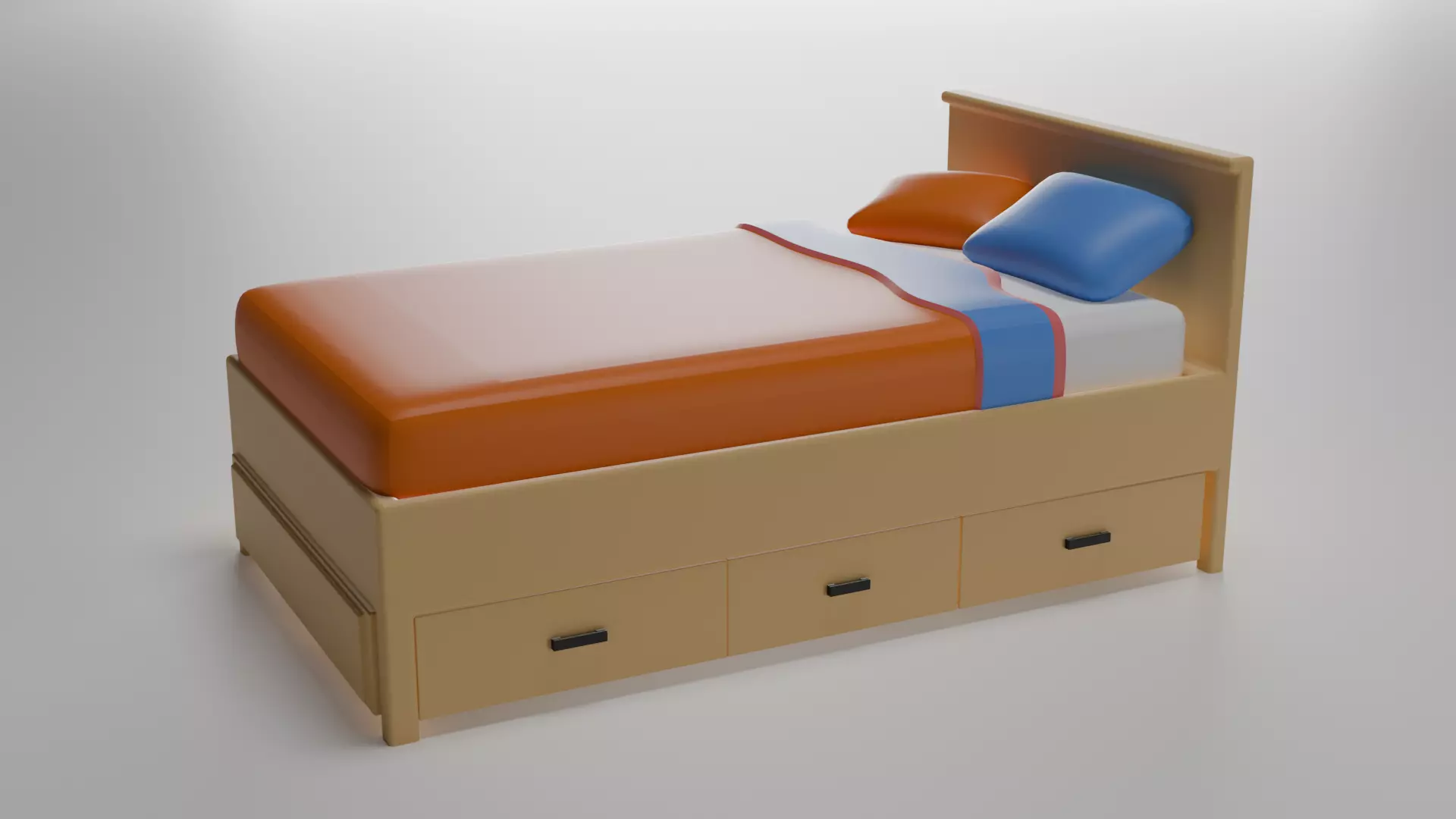 Official Blender-Inspired Bed - 3D Bedroom Scene Low-poly 3D model