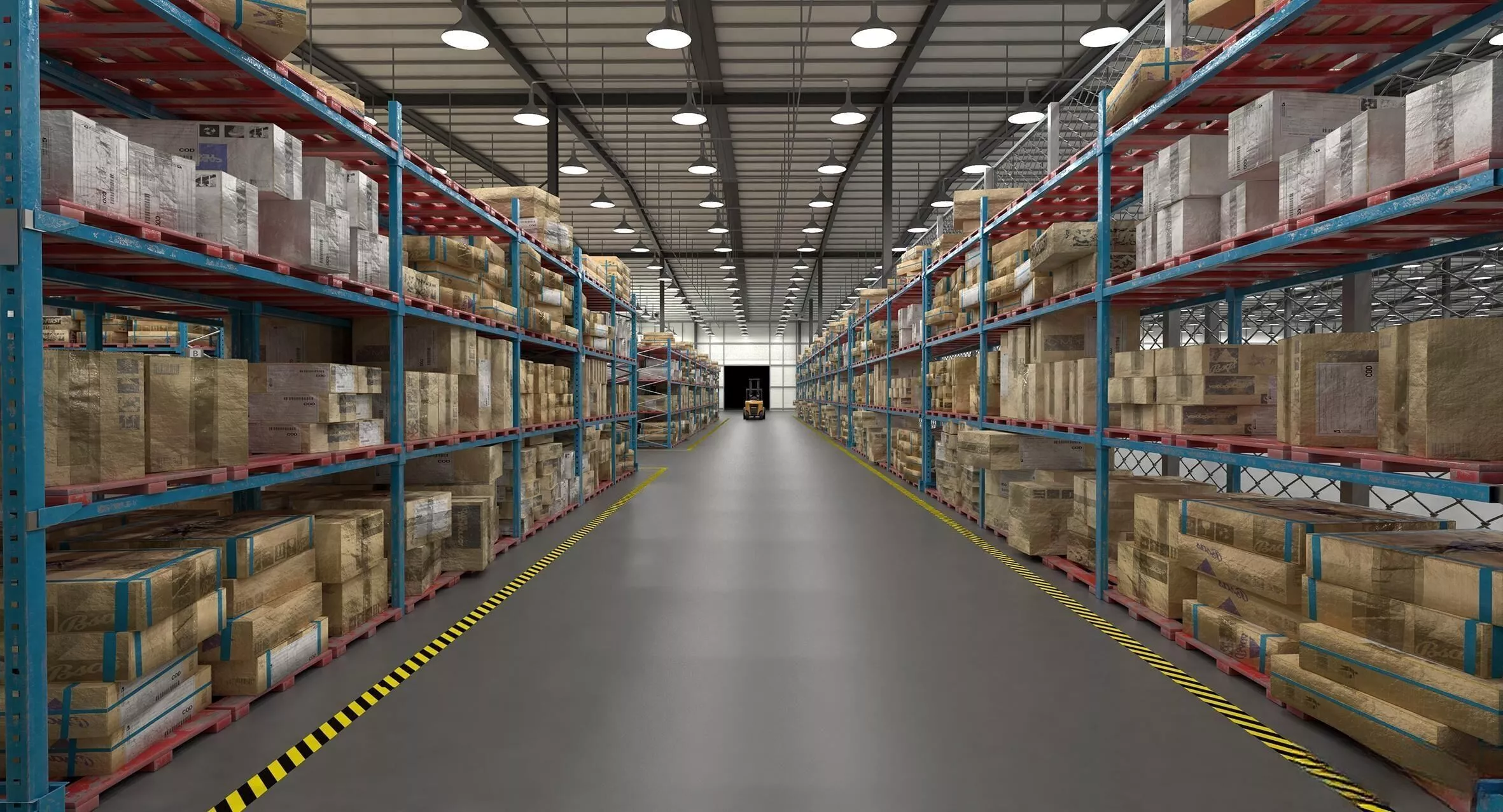 Modern industrial warehouse logistics interior 3D model