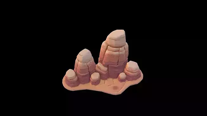 Low Poly Stylized Desert Rock Formation