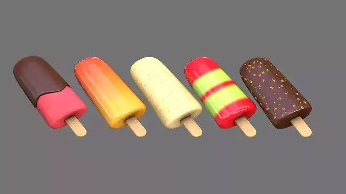 Ice Cream Bar Props Popsicle Low-poly 3D model 4