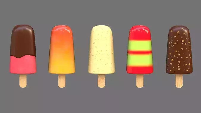 Ice Cream Bar Props Popsicle Low-poly 3D model 6