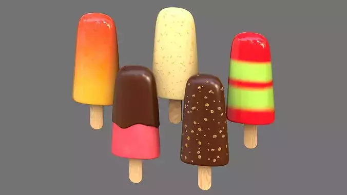 Ice Cream Bar Props Popsicle Low-poly 3D model